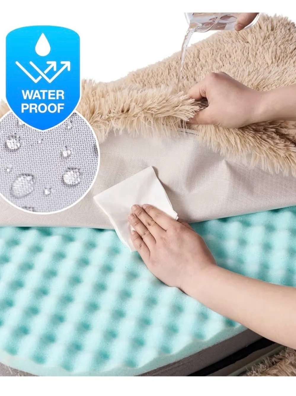 Plush Dog Bed Lounger - Beige Sherpa Comfort